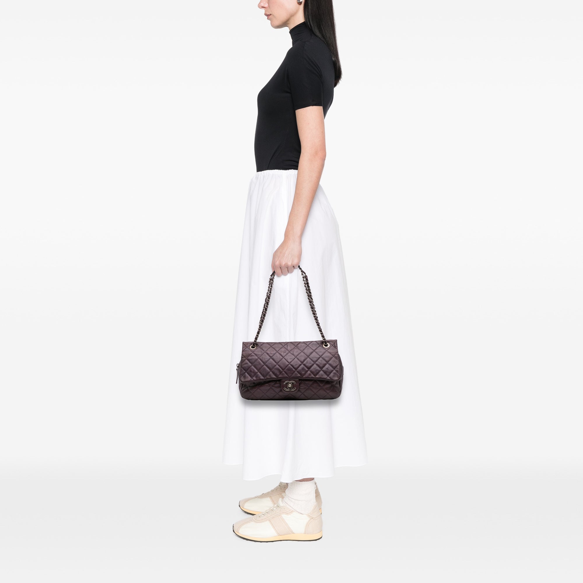 Jumbo Quilted Iridescent Caviar Easy Flap