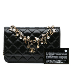 Glazed Calfskin Pearl Charms Wallet On Chain