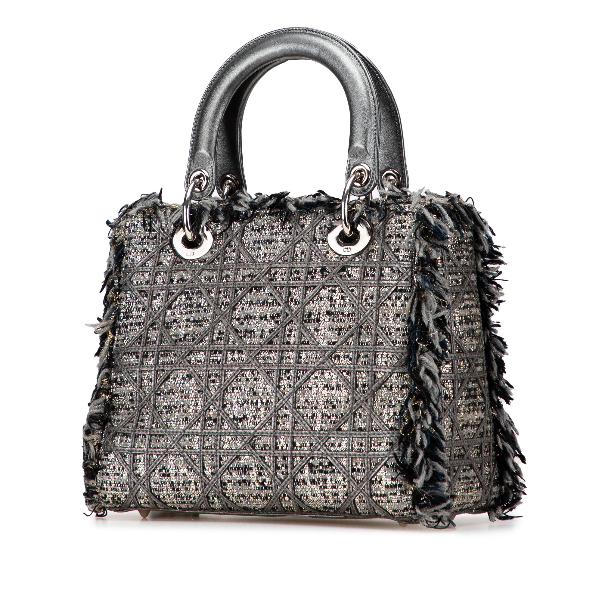Medium Tweed Cannage Fringe Lady Dior