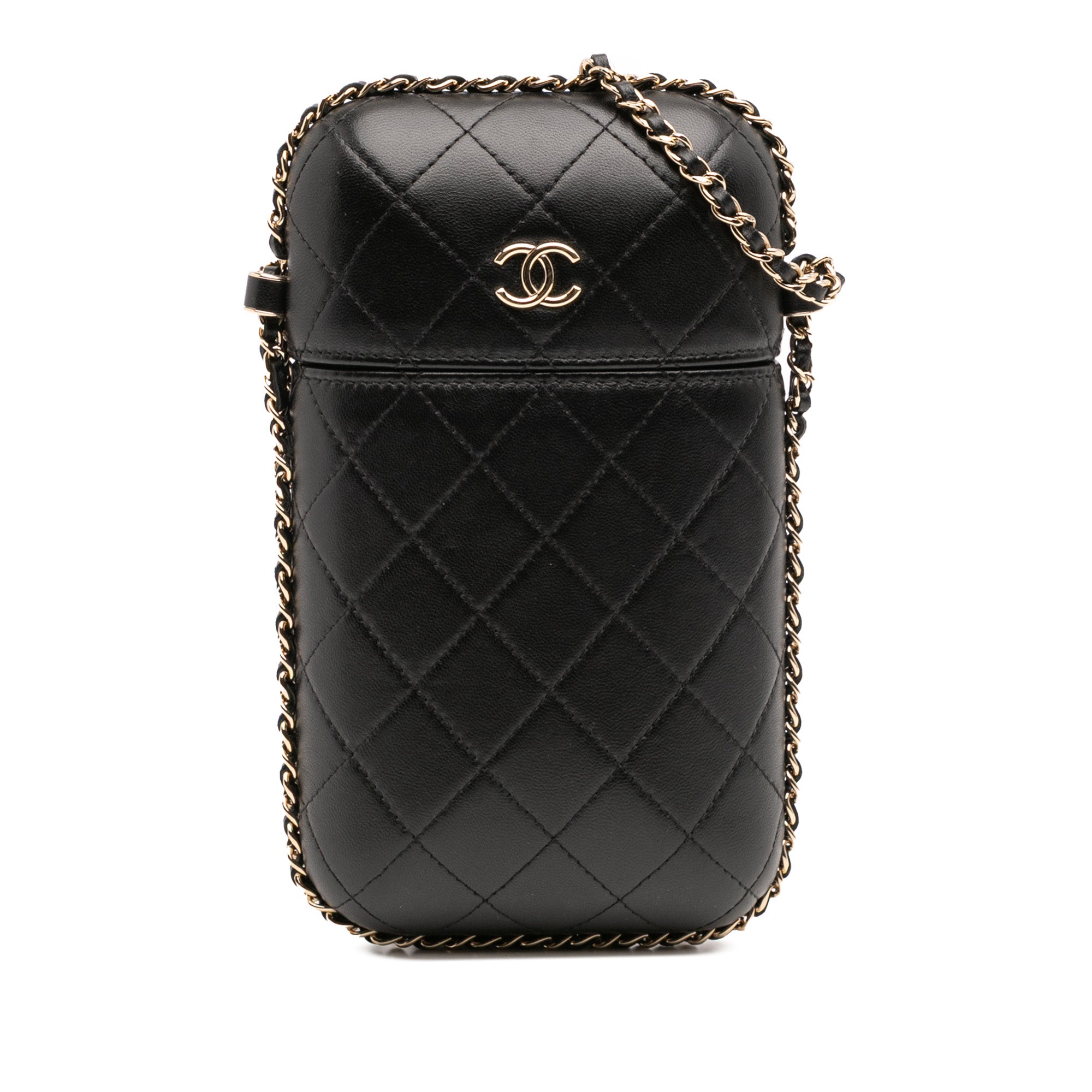 CC Quilted Lambskin Chain Around Phone Holder