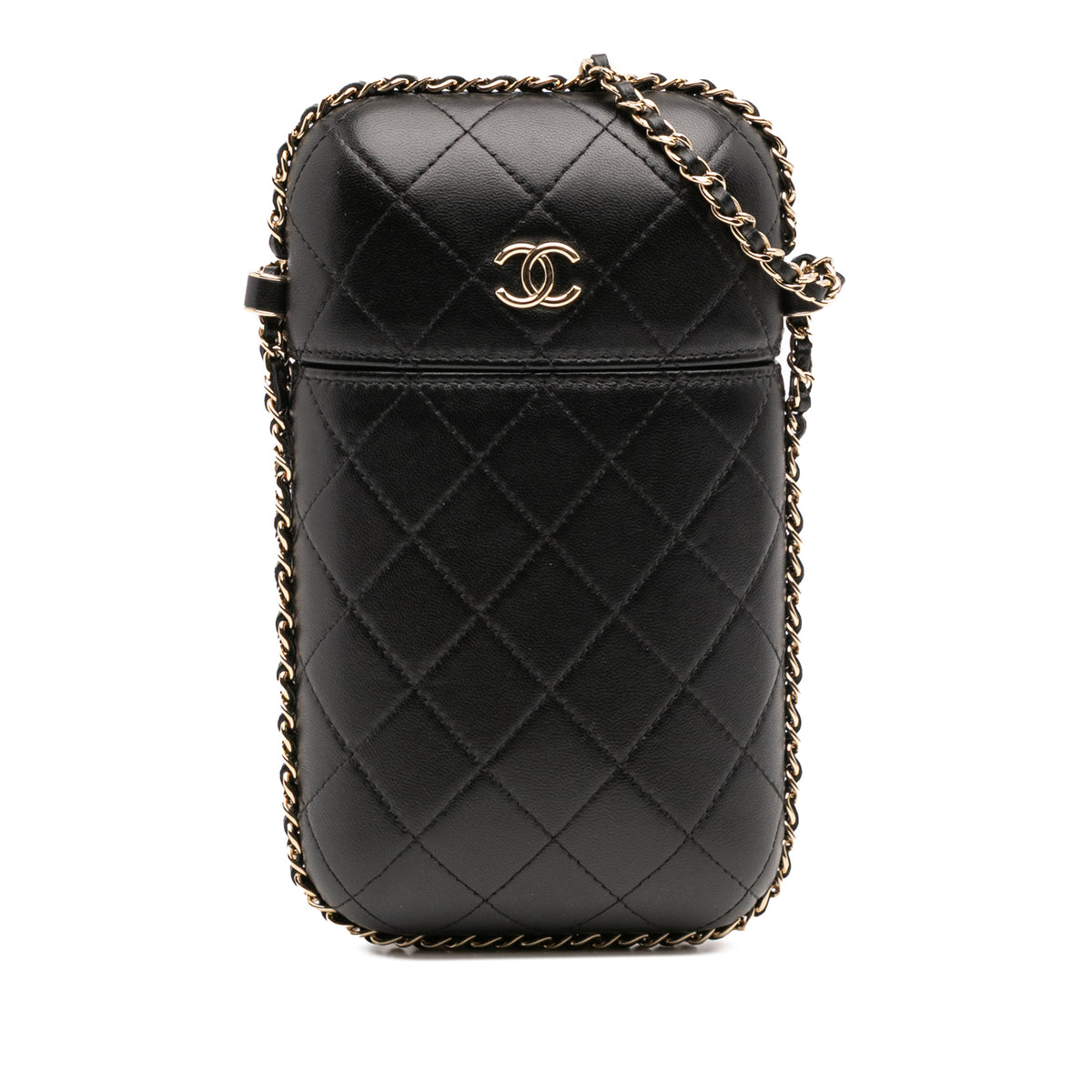CC Quilted Lambskin Chain Around Phone Holder