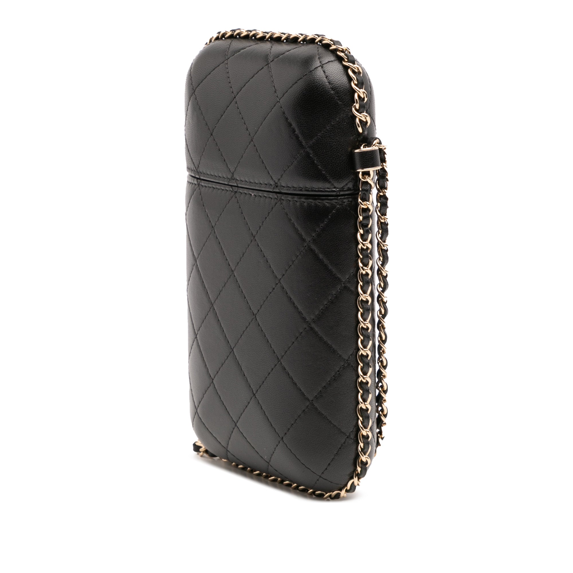 CC Quilted Lambskin Chain Around Phone Holder