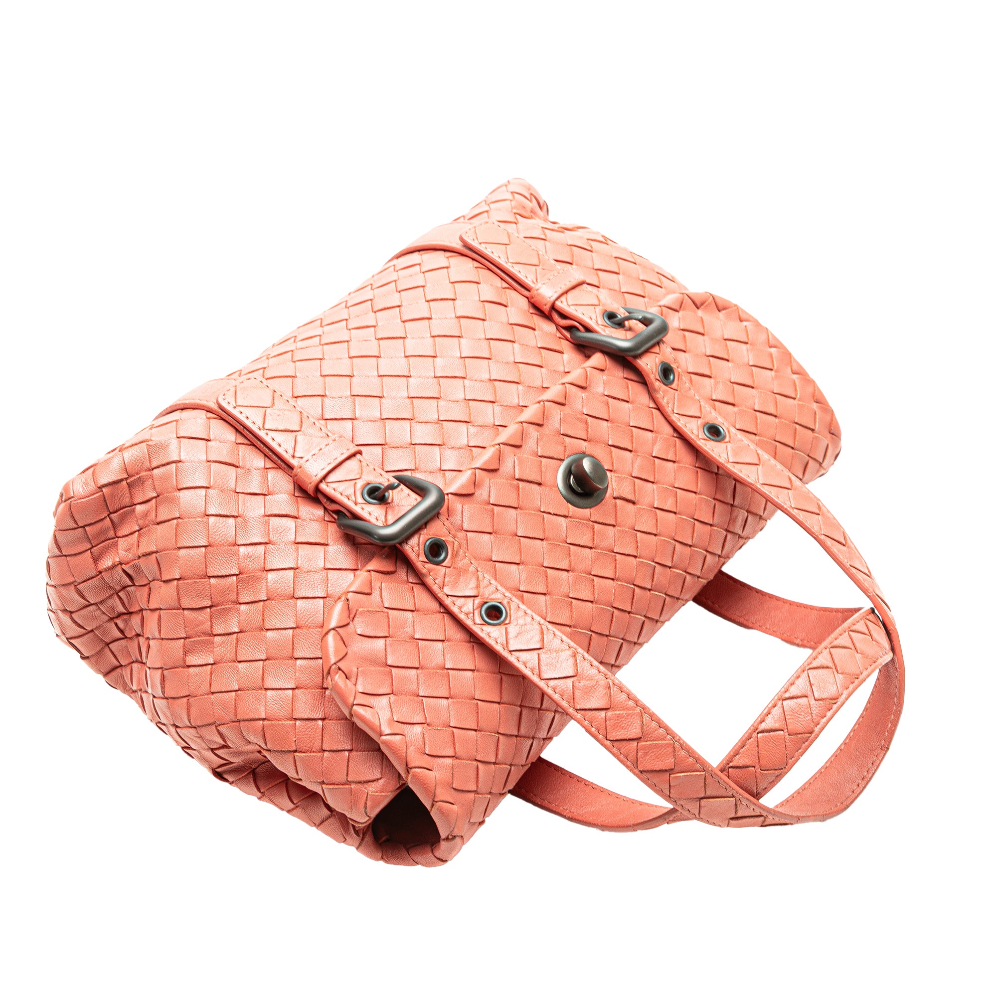 Leather Intrecciato Flap Satchel