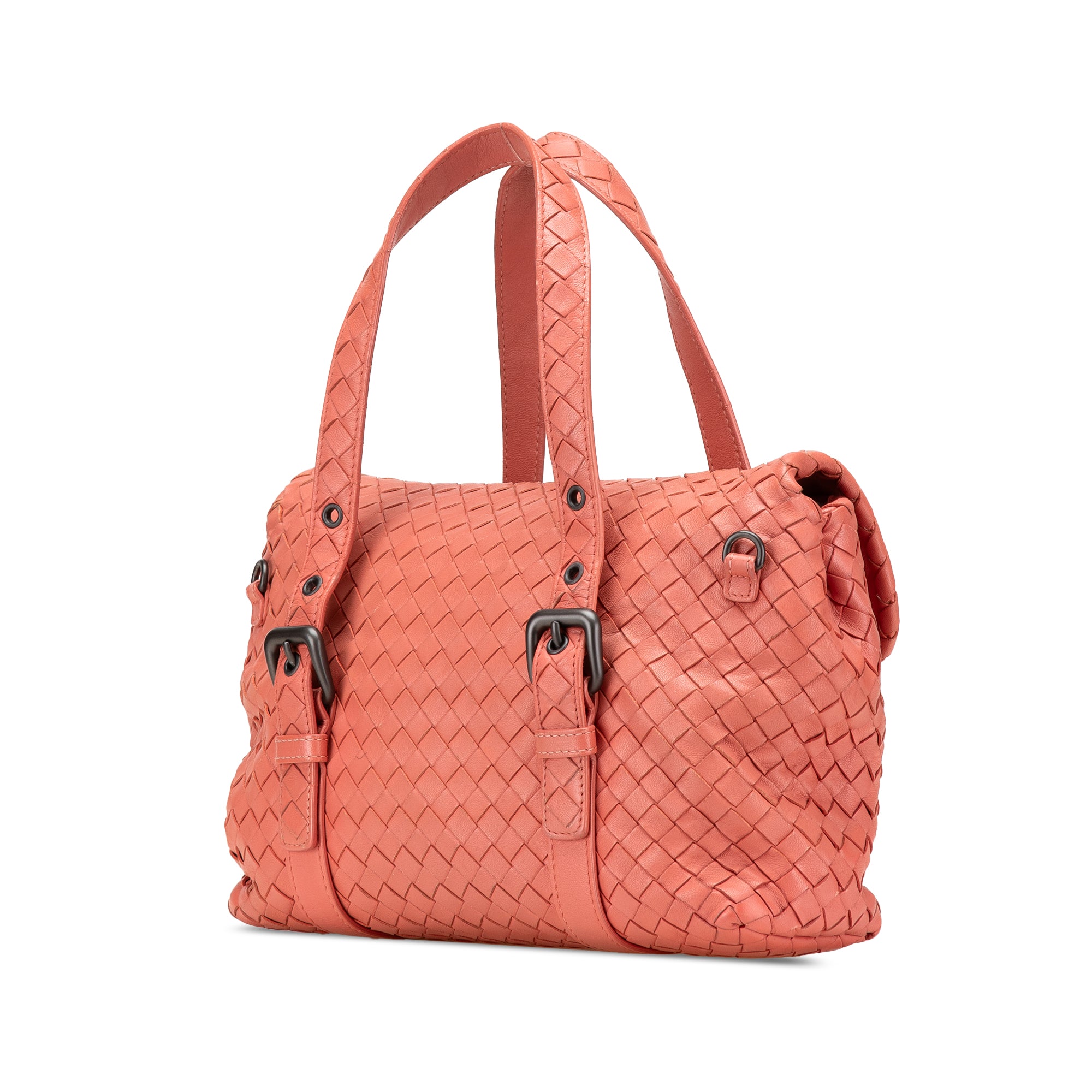 Leather Intrecciato Flap Satchel