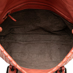 Leather Intrecciato Flap Satchel