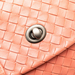 Leather Intrecciato Flap Satchel