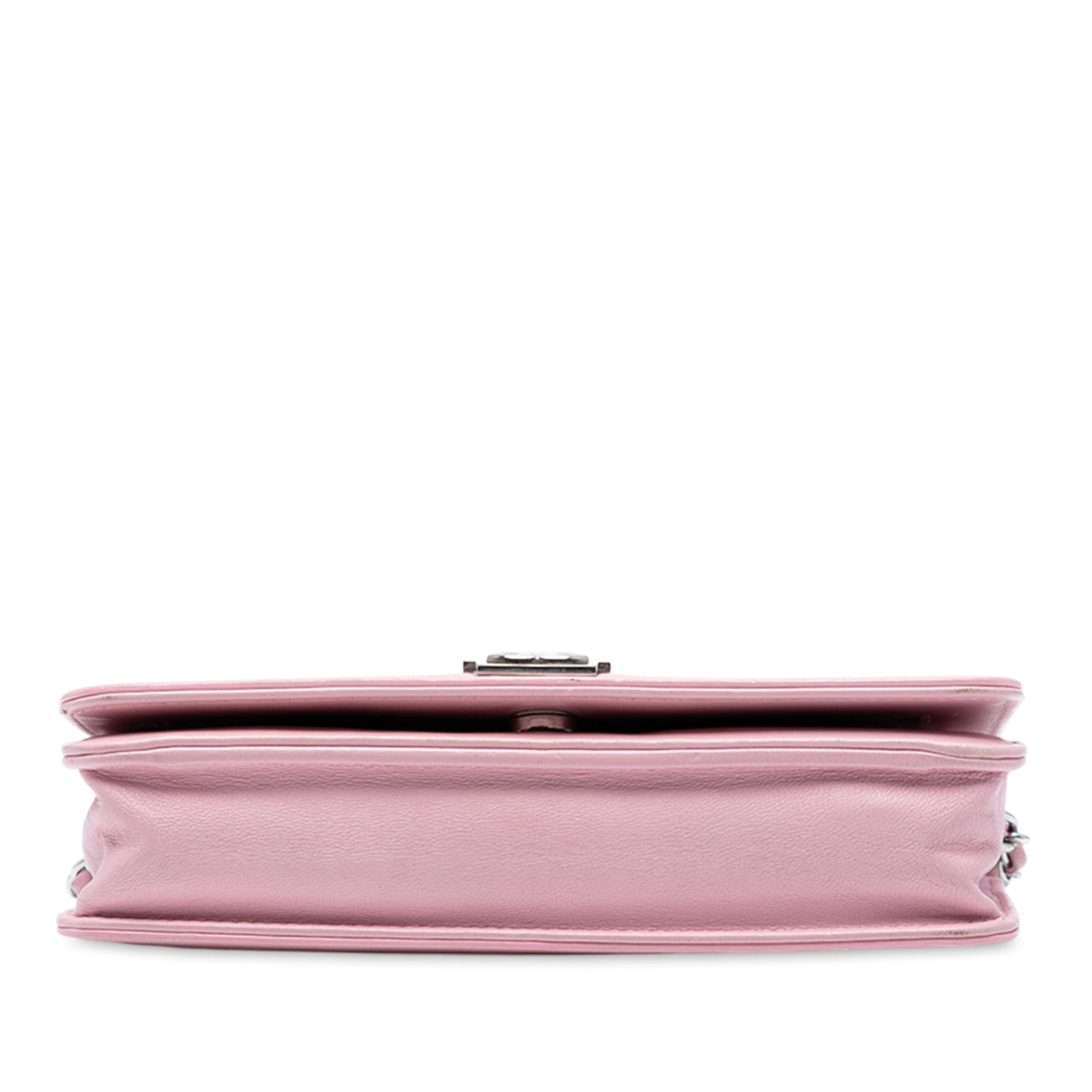 Calfskin Crystal Studded Boy Wallet on Chain