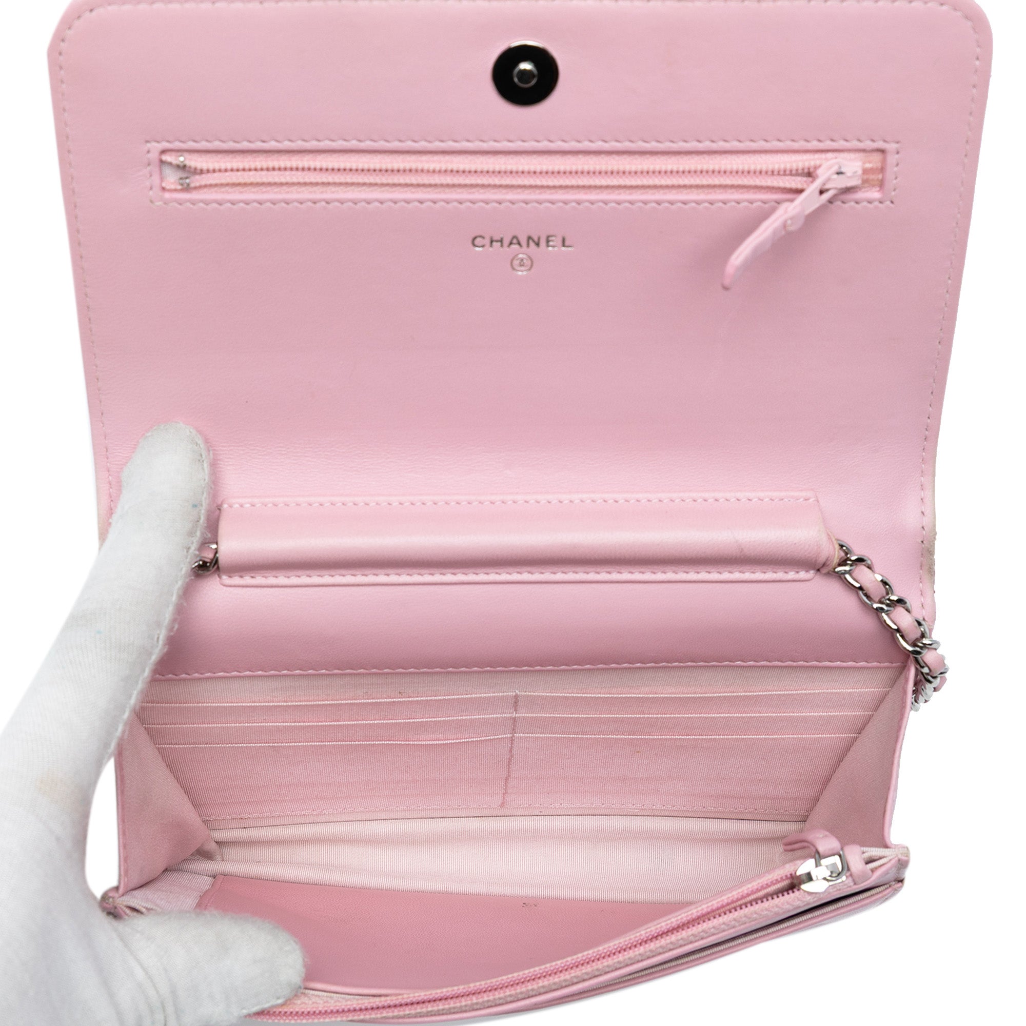 Calfskin Crystal Studded Boy Wallet on Chain