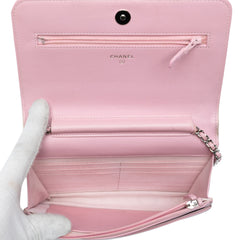 Calfskin Crystal Studded Boy Wallet on Chain