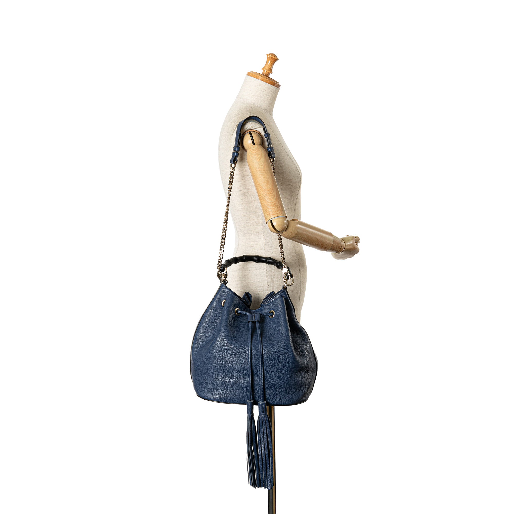 Miss Bamboo Leather Bucket Bag_8