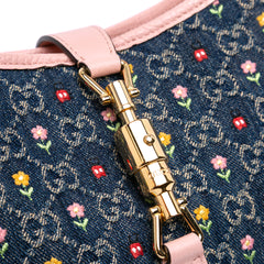 Limited Edition Small GG Embroidered Denim Floral Jackie 1961 Crossbody