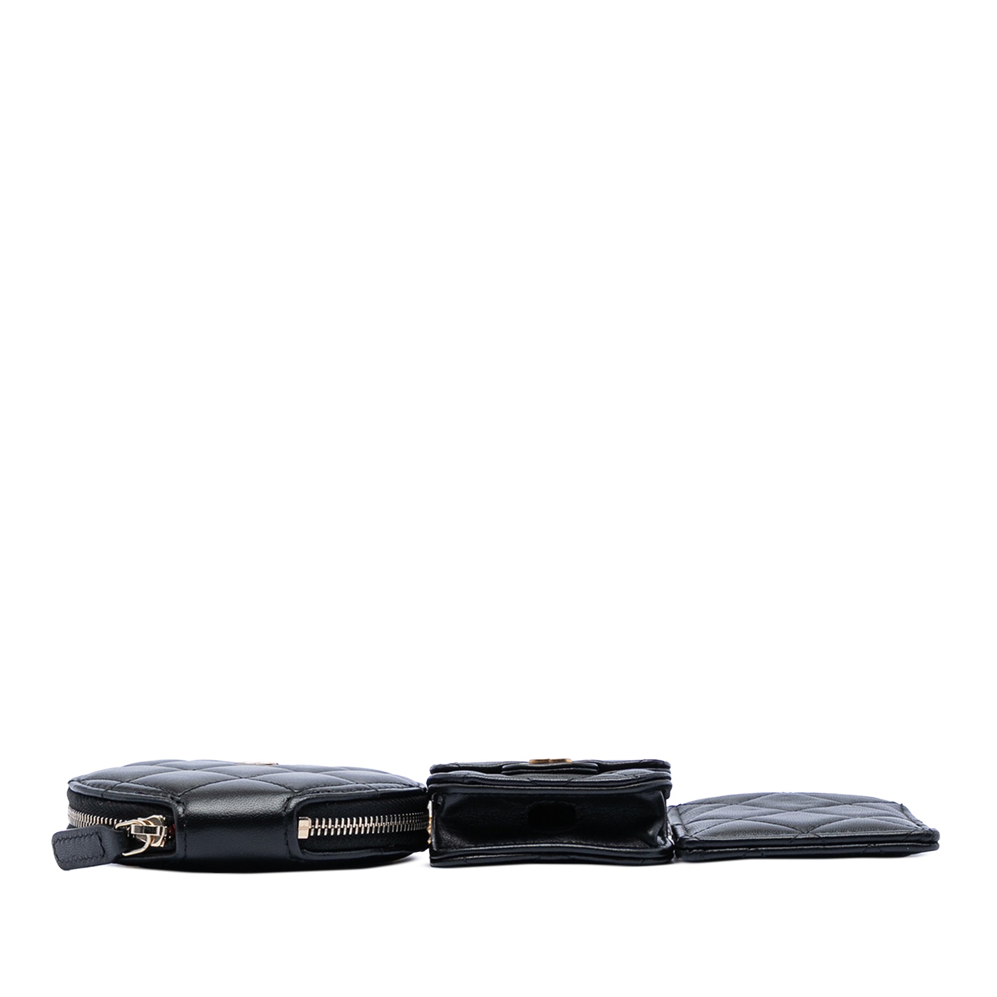 Quilted Lambskin Pearl Crown CC Wristlet Multi Pouches