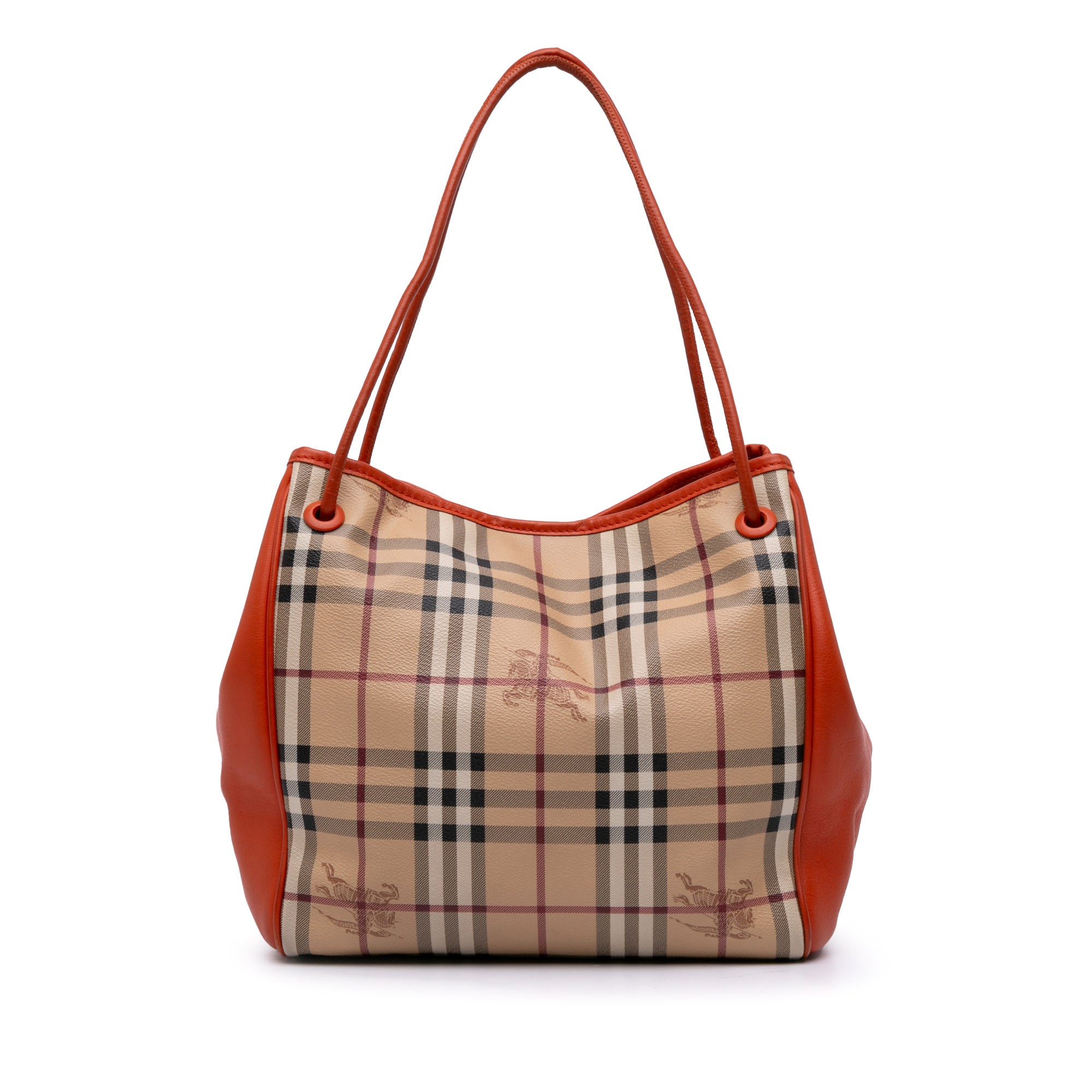 Small Leather Trimmed Haymarket Check Coated Canvas Canterbury Tote