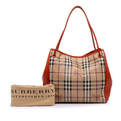 Small Leather Trimmed Haymarket Check Coated Canvas Canterbury Tote