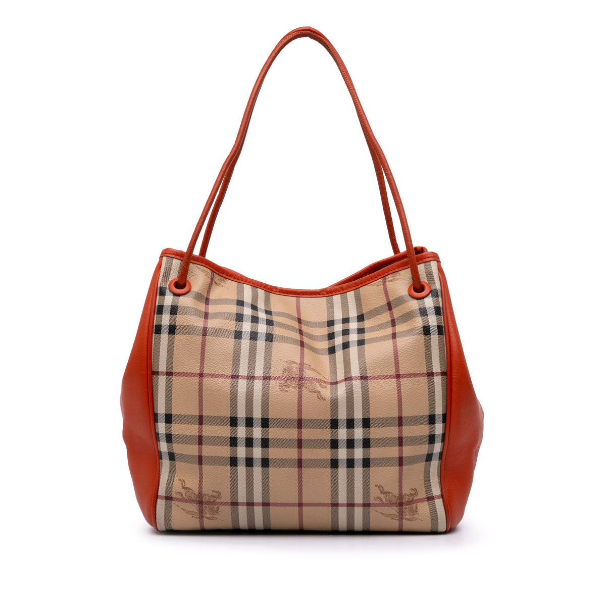 Small Leather Trimmed Haymarket Check Coated Canvas Canterbury Tote