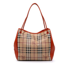 Small Leather Trimmed Haymarket Check Coated Canvas Canterbury Tote