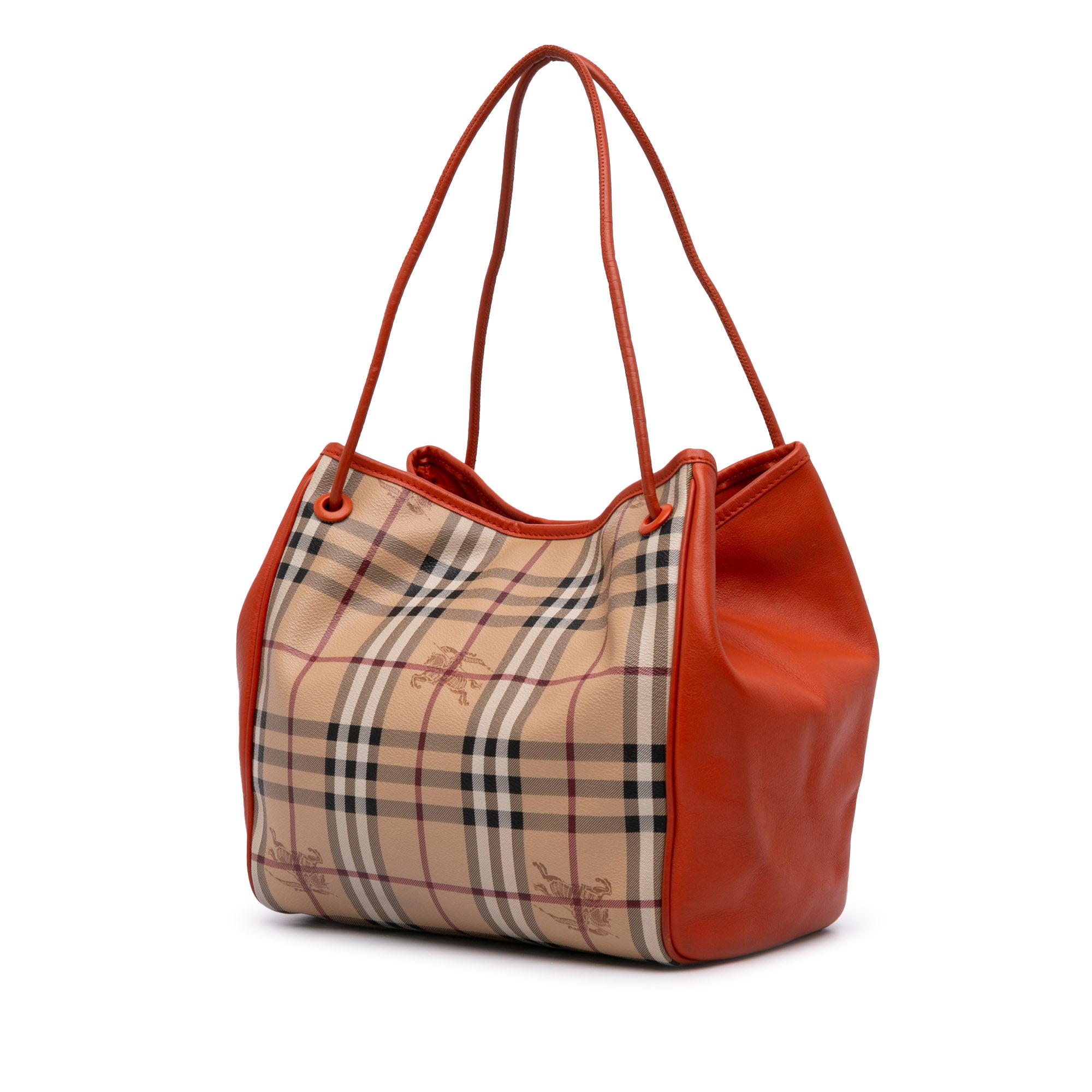 Small Leather Trimmed Haymarket Check Coated Canvas Canterbury Tote