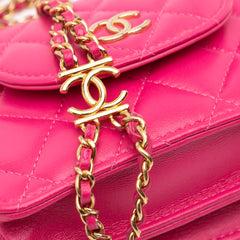 CC Quilted Lambskin Flap Clutch On Chain