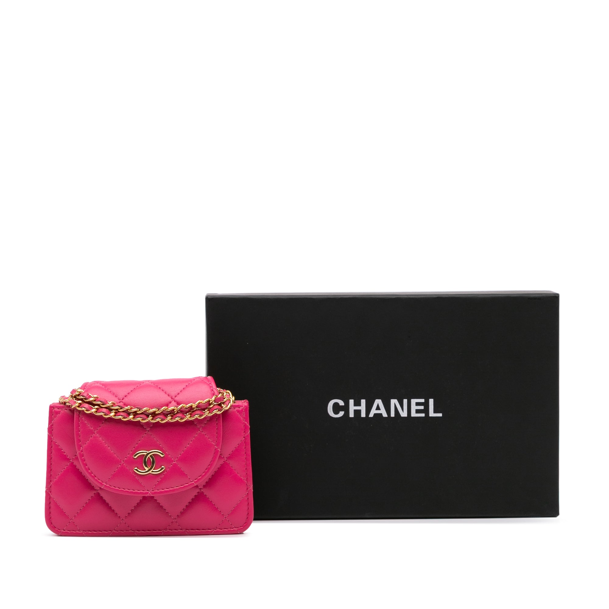 CC Quilted Lambskin Flap Clutch On Chain