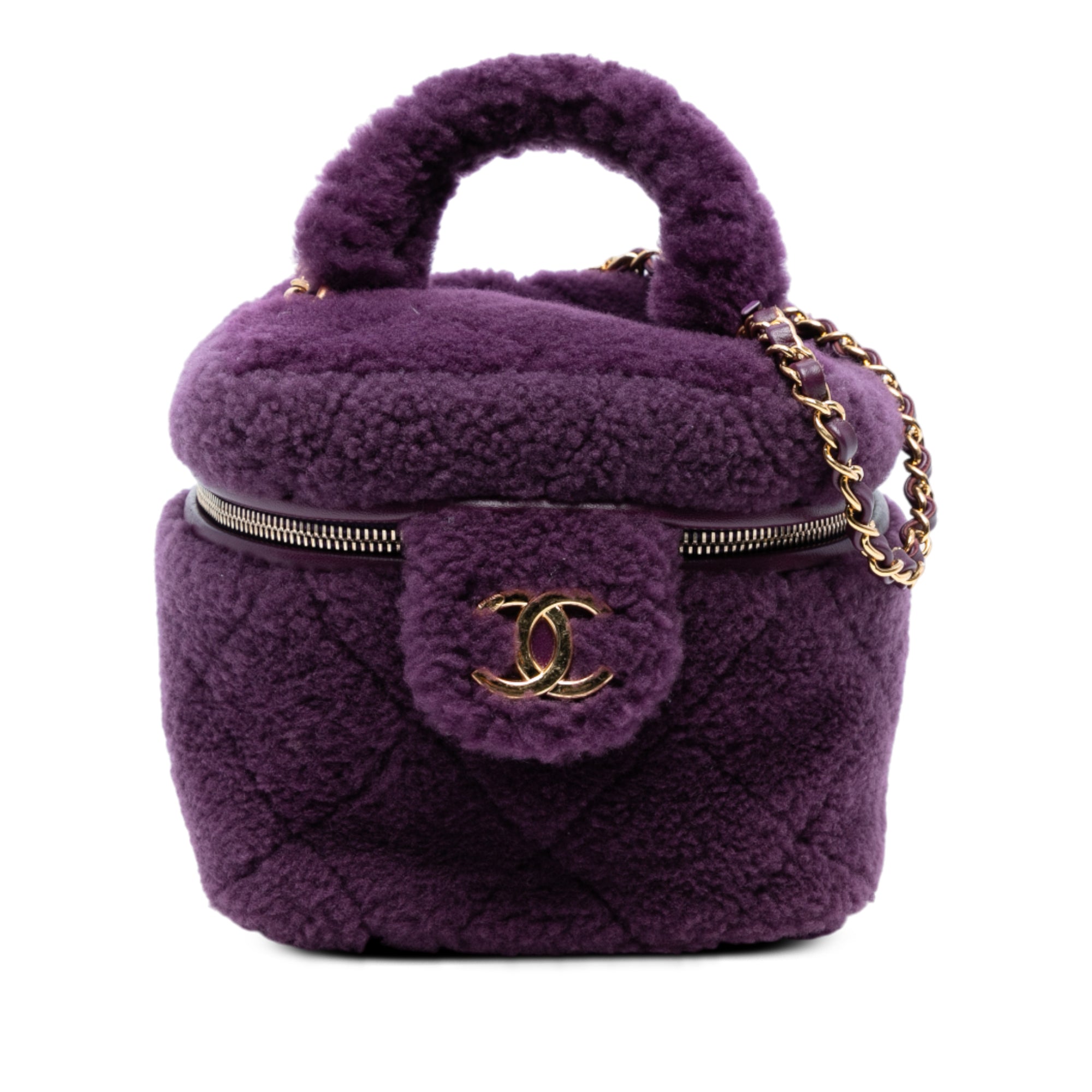 Small Quilted Shearling Vanity Case