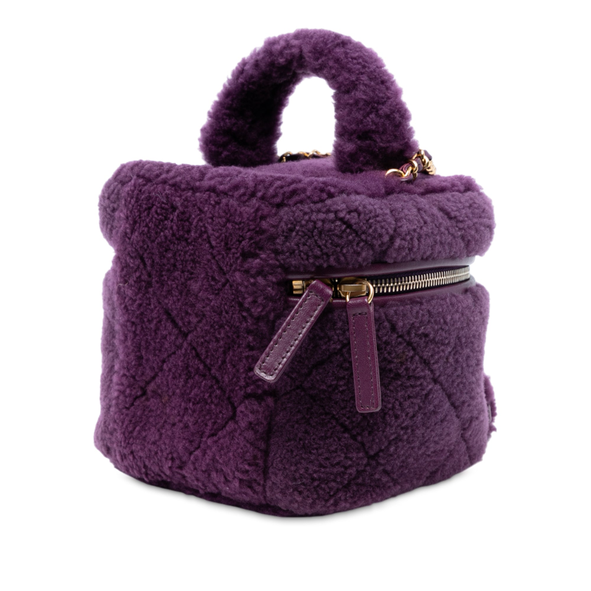 Small Quilted Shearling Vanity Case