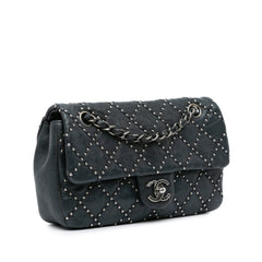 Washed Lambskin Studded Metal Beauty Flap