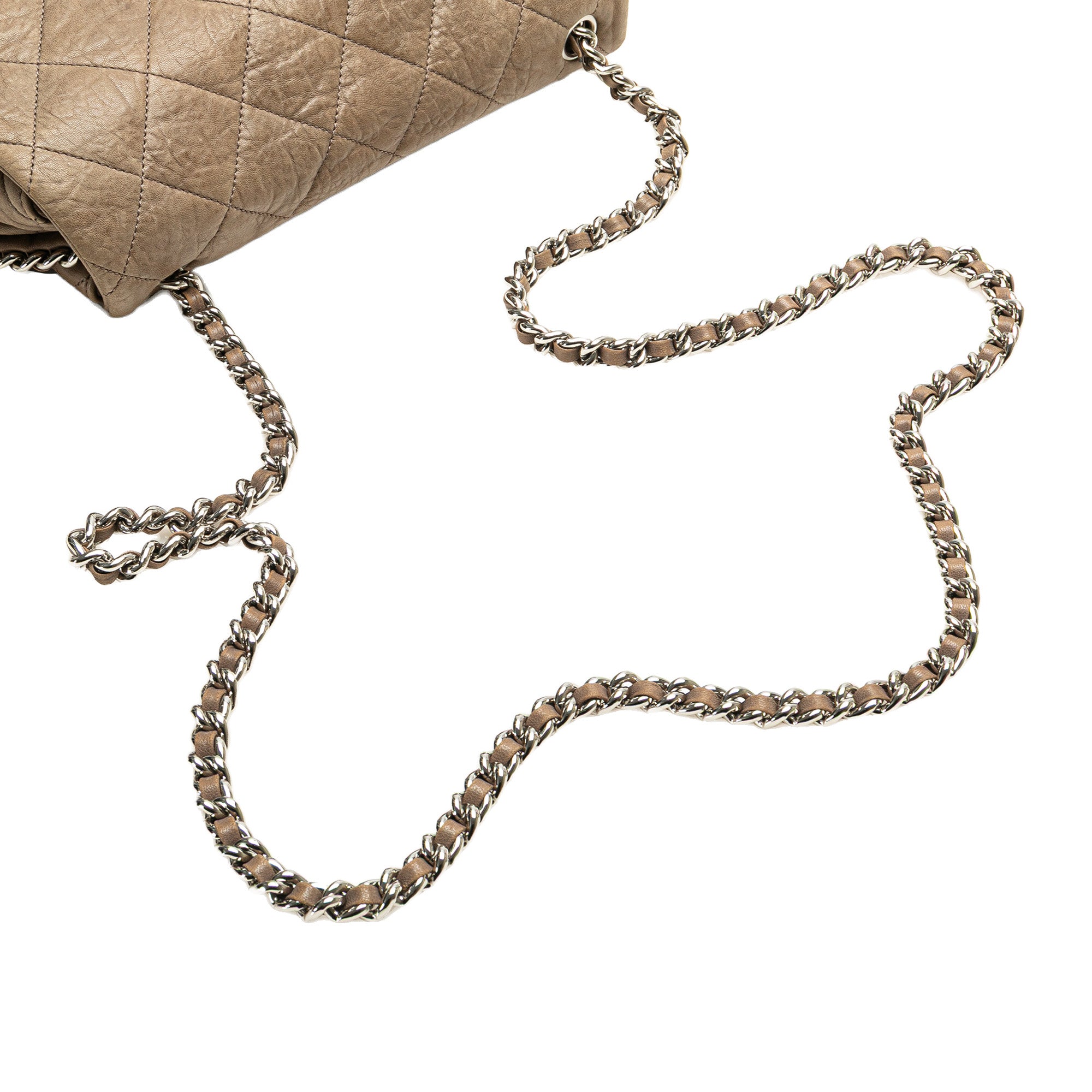 Large Washed Lambskin Chain Around Flap
