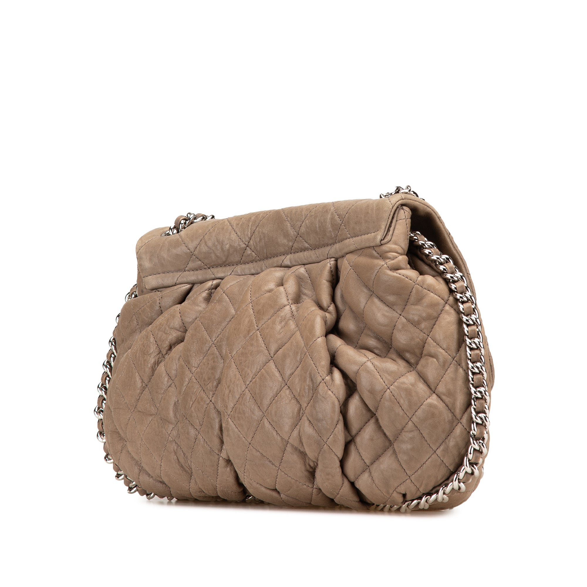 Large Washed Lambskin Chain Around Flap
