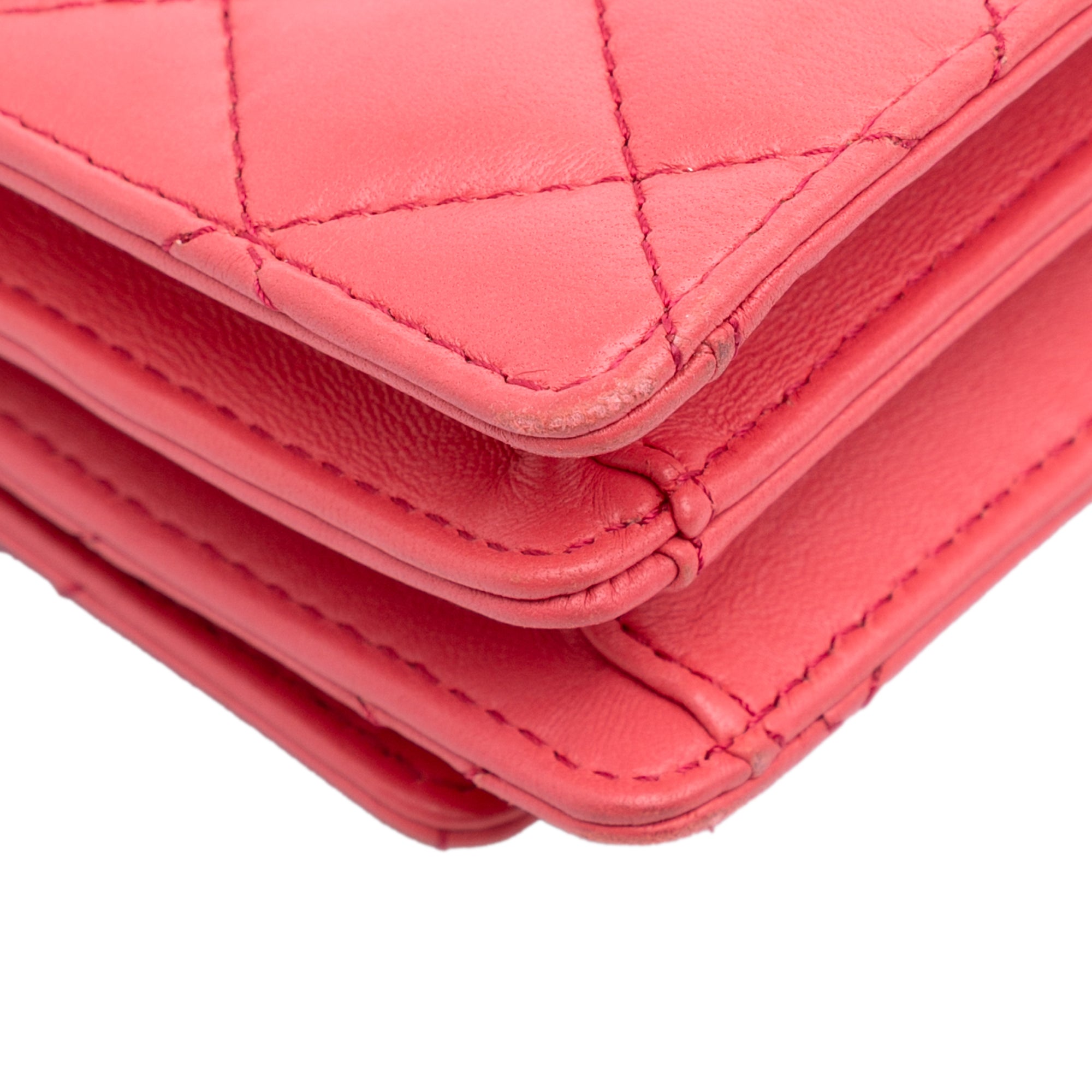 Quilted Lambskin Pearl Chain East West Single Flap