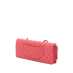 Quilted Lambskin Pearl Chain East West Single Flap