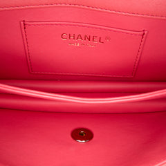 Quilted Lambskin Pearl Chain East West Single Flap