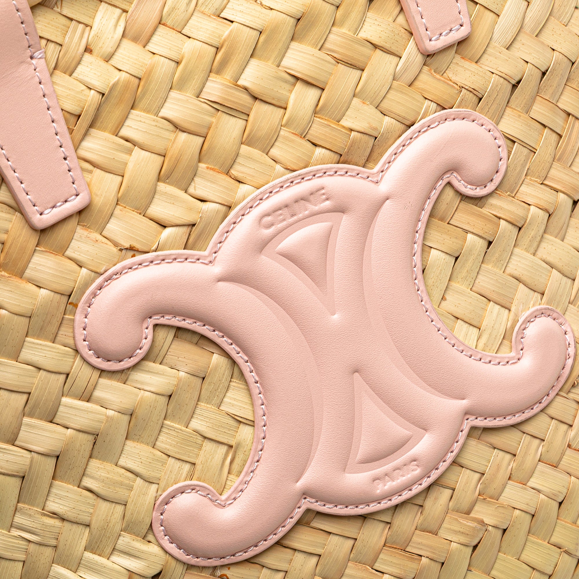 Teen Raffia Cuir Triomphe Classic Panier Tote