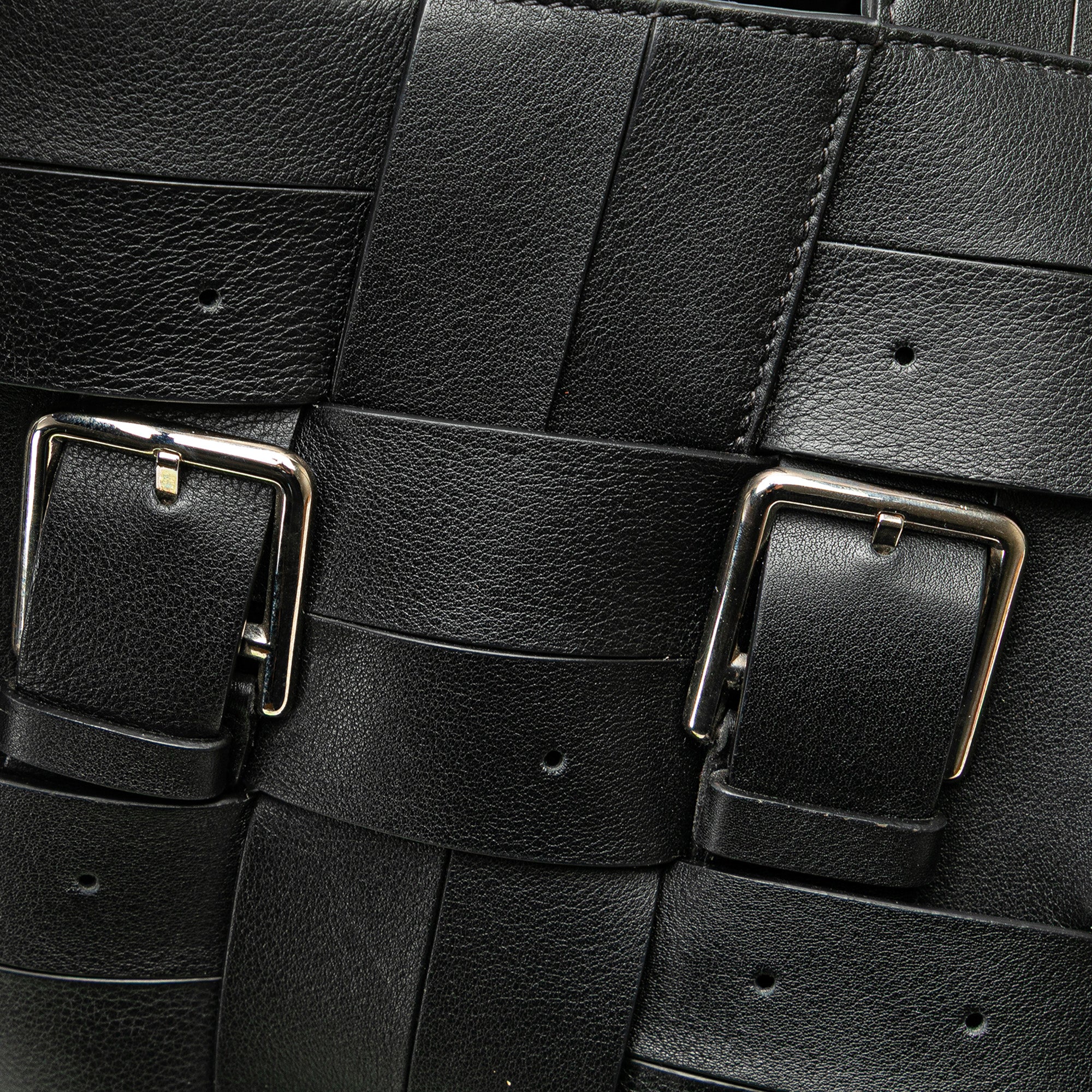 Small Woven Calfskin Buckle Surplus Basket Bag