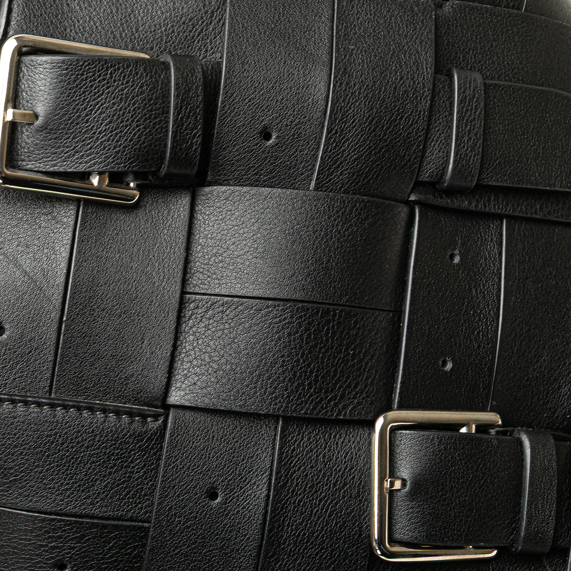 Small Woven Calfskin Buckle Surplus Basket Bag