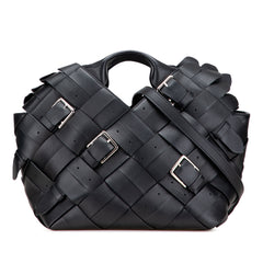 Small Woven Calfskin Buckle Surplus Basket Bag