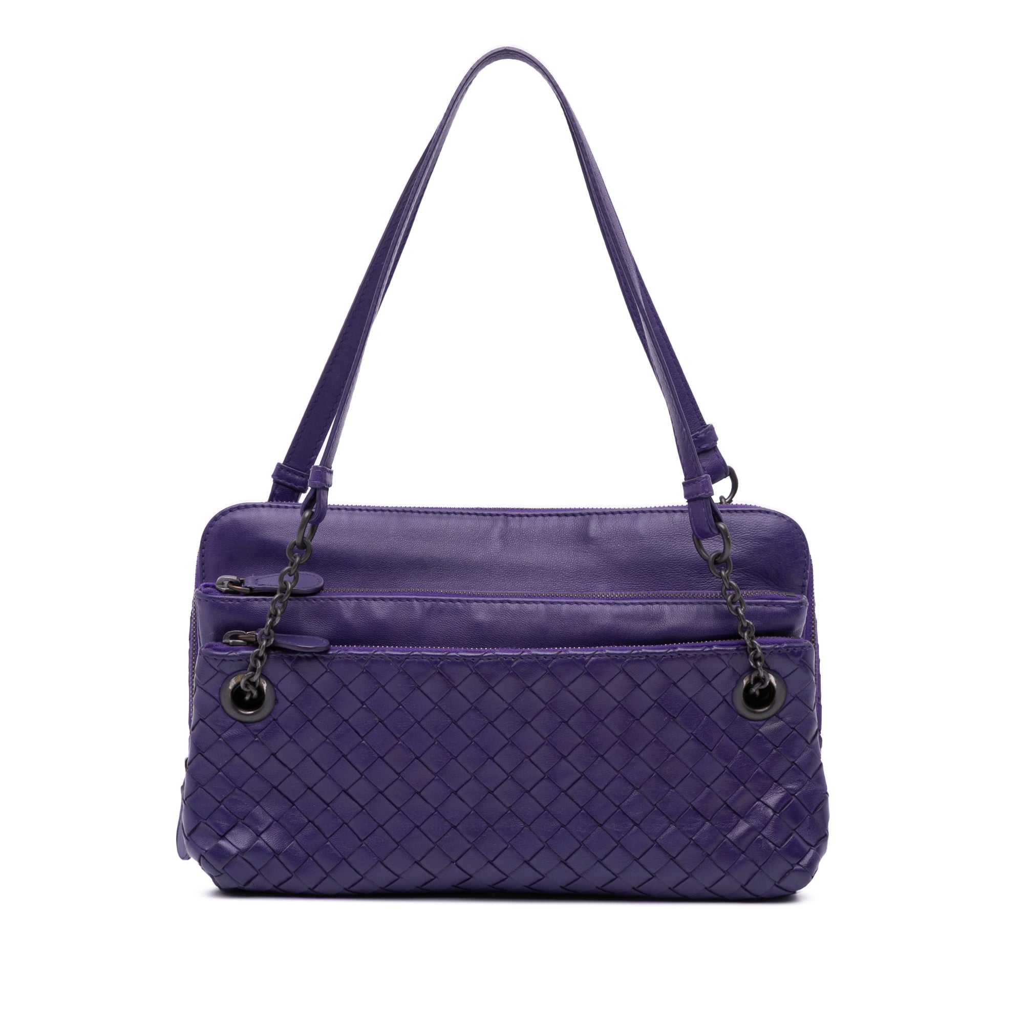 Nappa Intrecciato Triple Zip Shoulder Bag