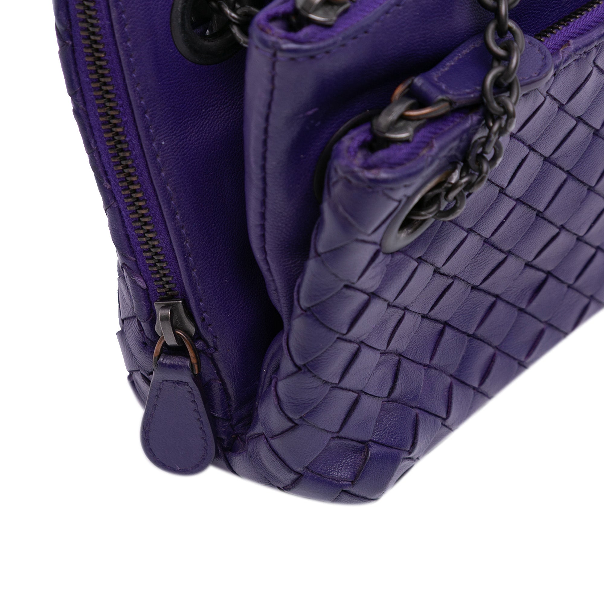 Nappa Intrecciato Triple Zip Shoulder Bag