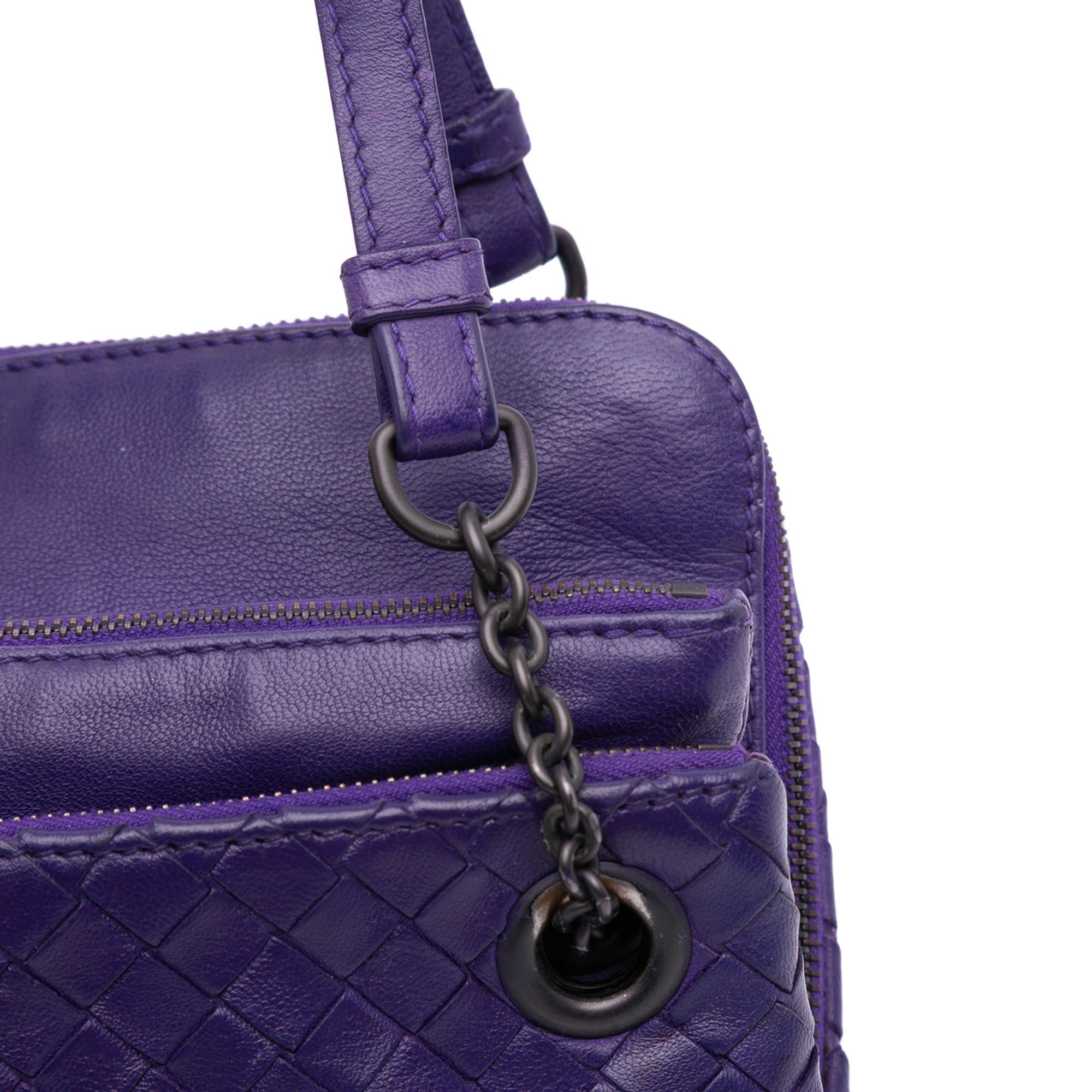 Nappa Intrecciato Triple Zip Shoulder Bag