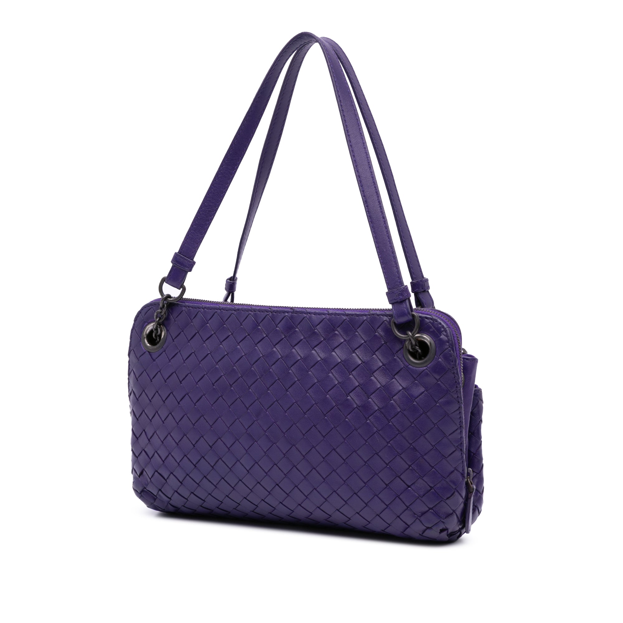 Nappa Intrecciato Triple Zip Shoulder Bag