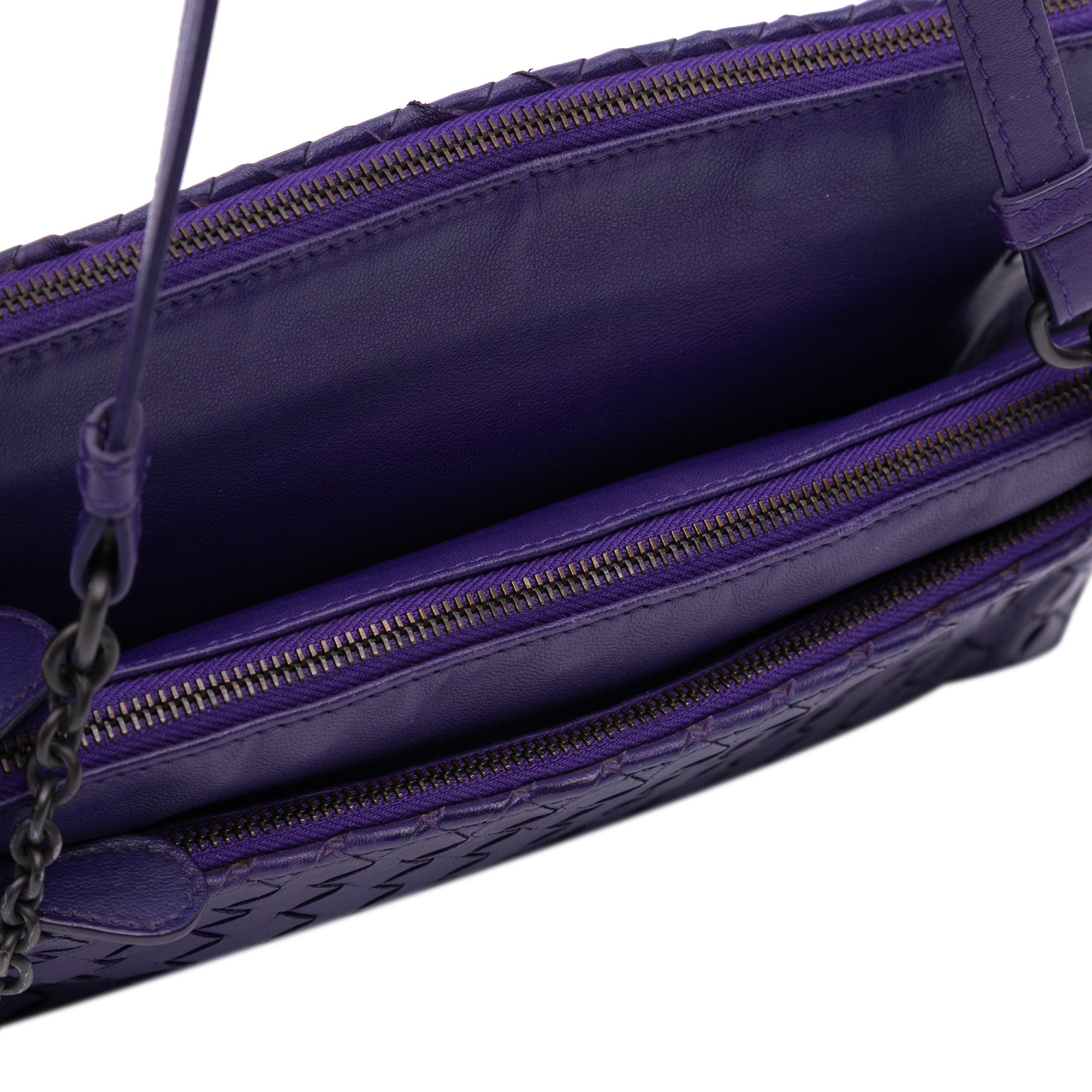 Nappa Intrecciato Triple Zip Shoulder Bag