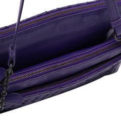 Nappa Intrecciato Triple Zip Shoulder Bag