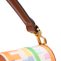 Zucca Embroidered Canvas Baguette Satchel