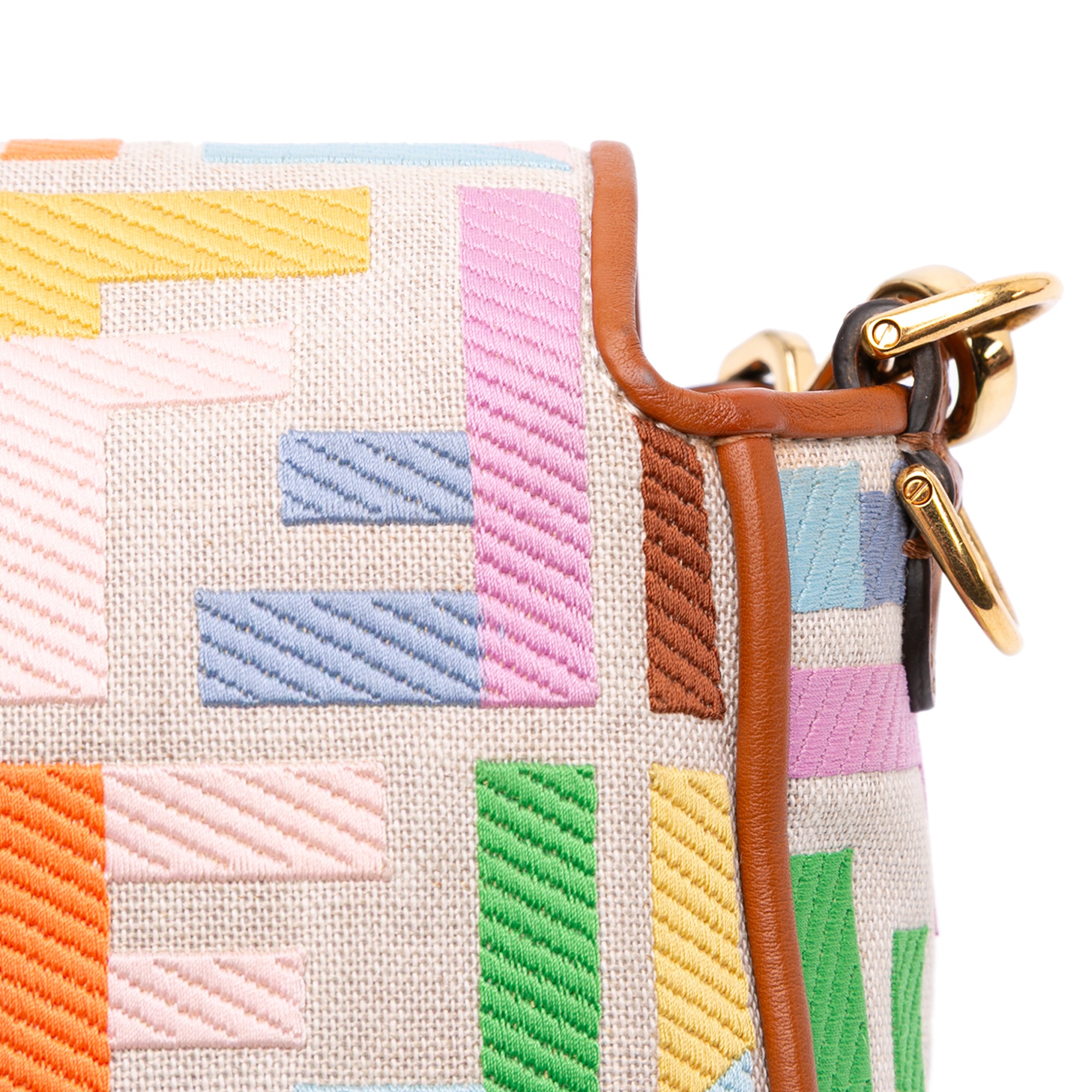 Zucca Embroidered Canvas Baguette Satchel