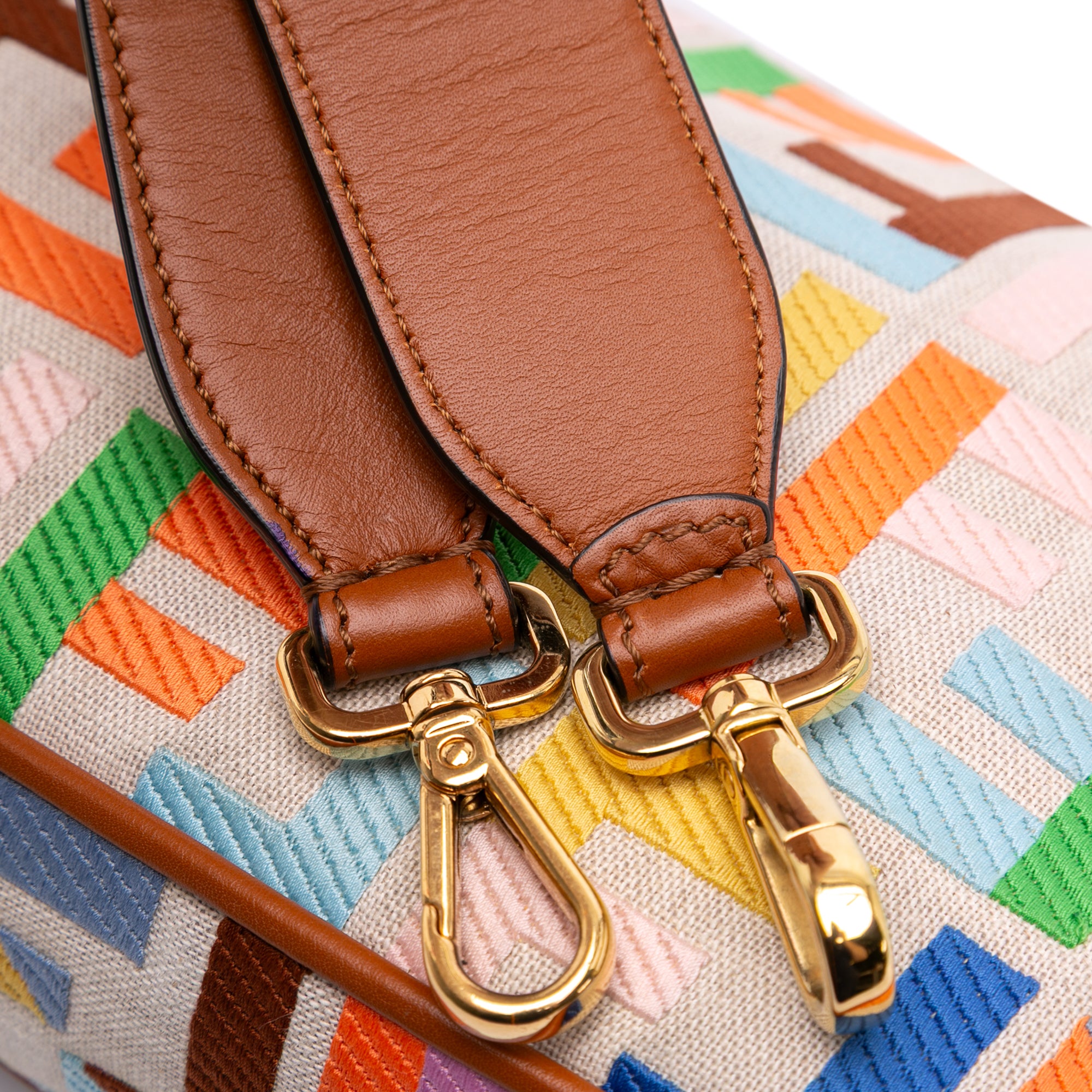 Zucca Embroidered Canvas Baguette Satchel