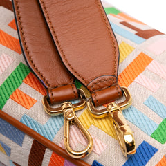 Zucca Embroidered Canvas Baguette Satchel
