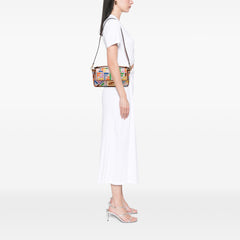 Zucca Embroidered Canvas Baguette Satchel