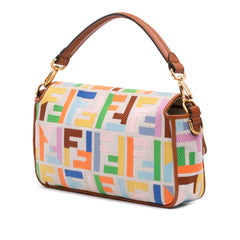 Zucca Embroidered Canvas Baguette Satchel