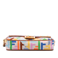 Zucca Embroidered Canvas Baguette Satchel