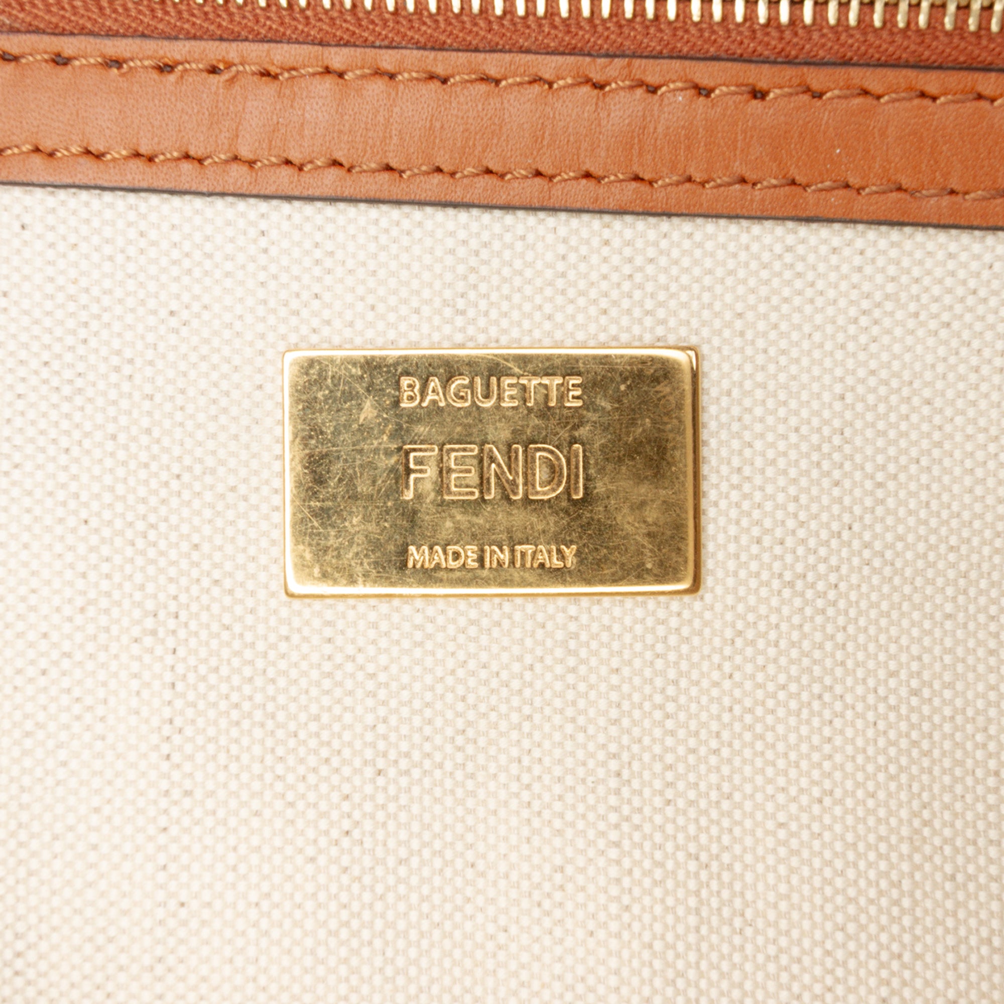 Zucca Embroidered Canvas Baguette Satchel