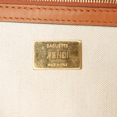 Zucca Embroidered Canvas Baguette Satchel